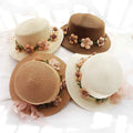 Straw Sun Hats with Floral Embellishments for Summer