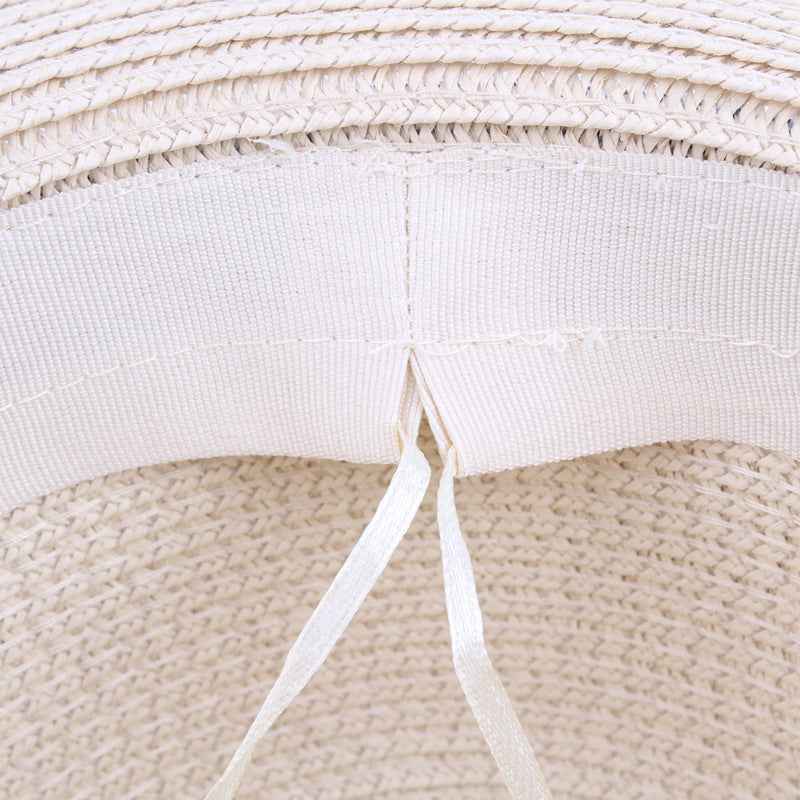 Men Straw Hat with Black Ribbon, Lightweight & Collapsible, Wide Brim, UV Protection