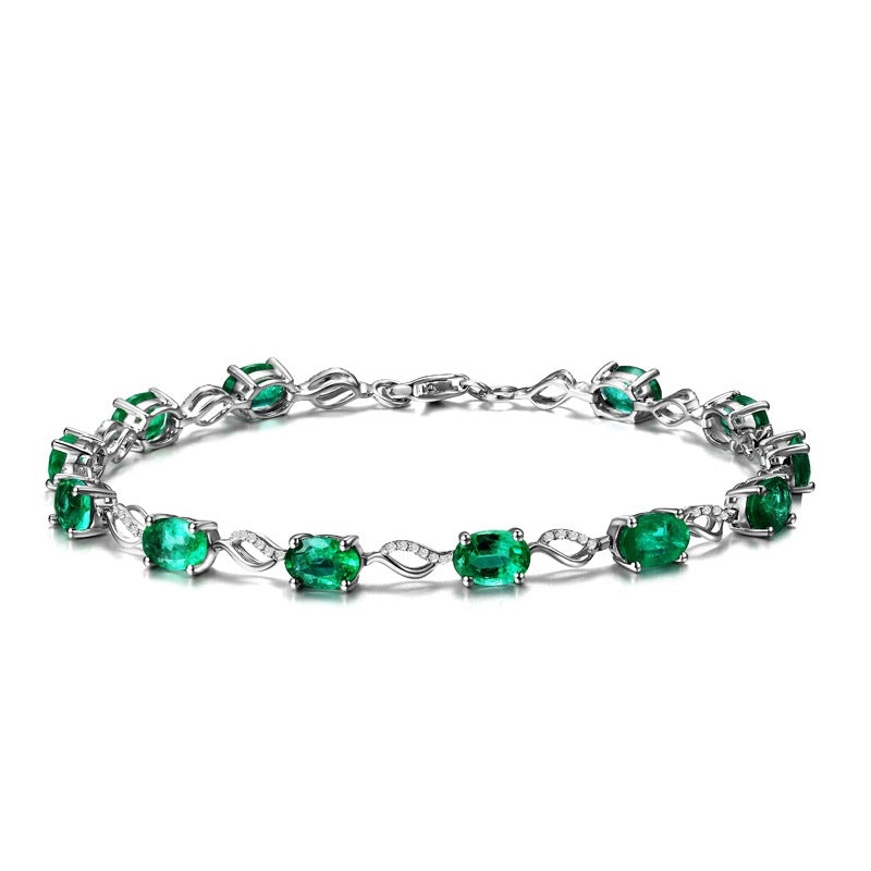 Emerald Bracelet Silver Plated Green Stones Daily Wear
