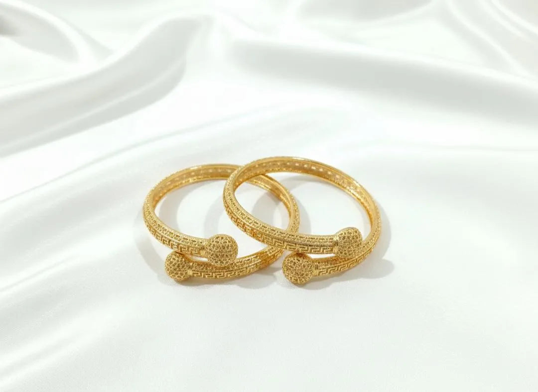 Golden Geometric Bangles Set for Women