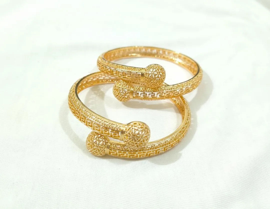 Golden Geometric Bangles Set for Women