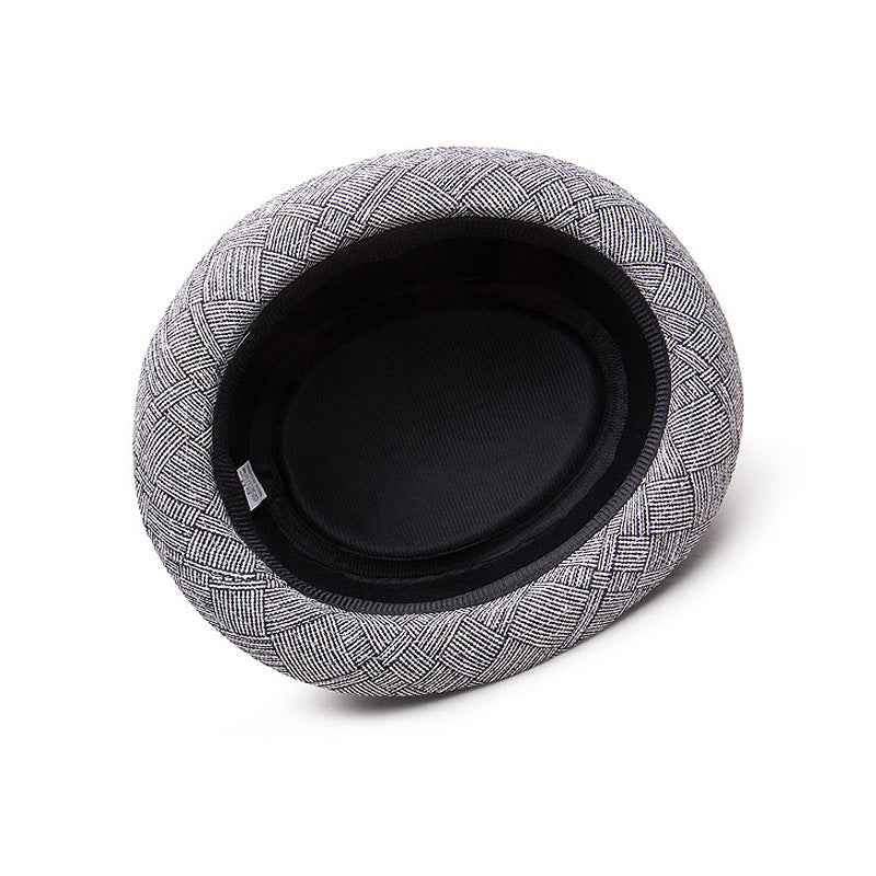 Men Plaid Jazz Hat Cotton Linen Sun Protection Black Gray