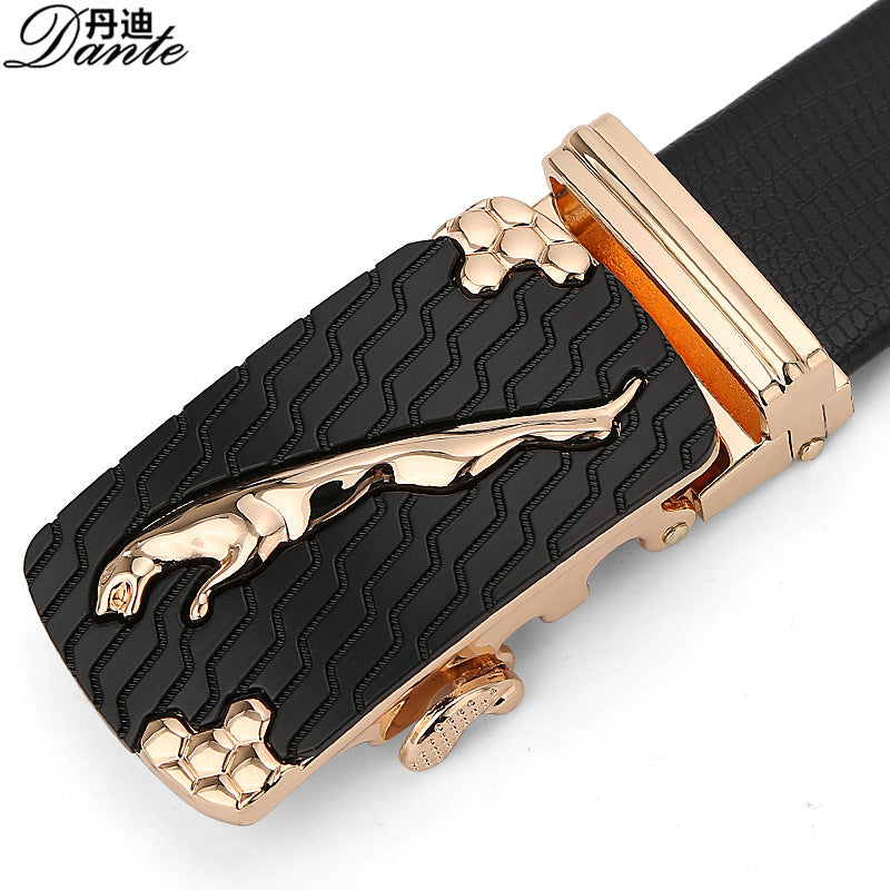Men Automatic Belt Leopard Head Black Gold 2024