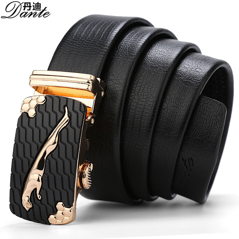 Men Automatic Belt Leopard Head Black Gold 2024