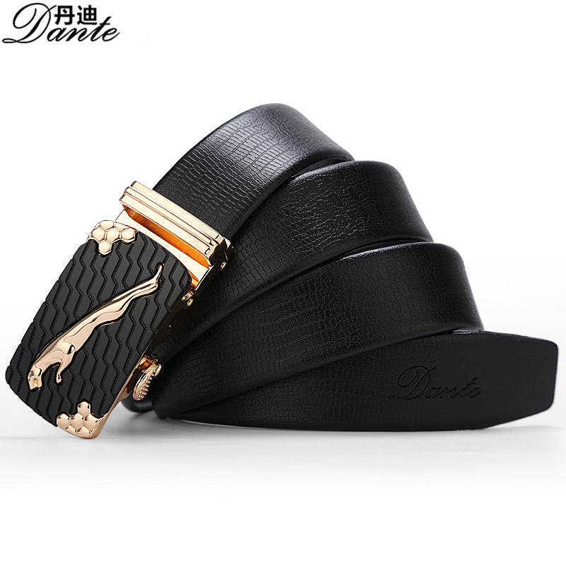 Men Automatic Belt Leopard Head Black Gold 2024