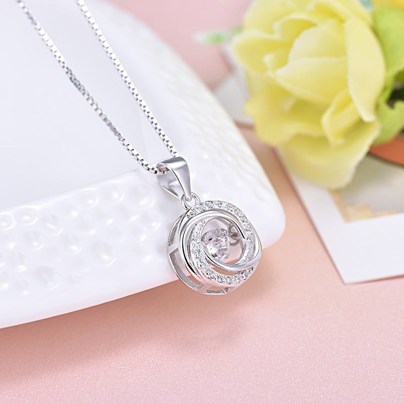 S925 Sterling Silver Round Pendant Necklace for Women