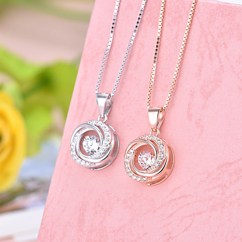 S925 Sterling Silver Round Pendant Necklace for Women