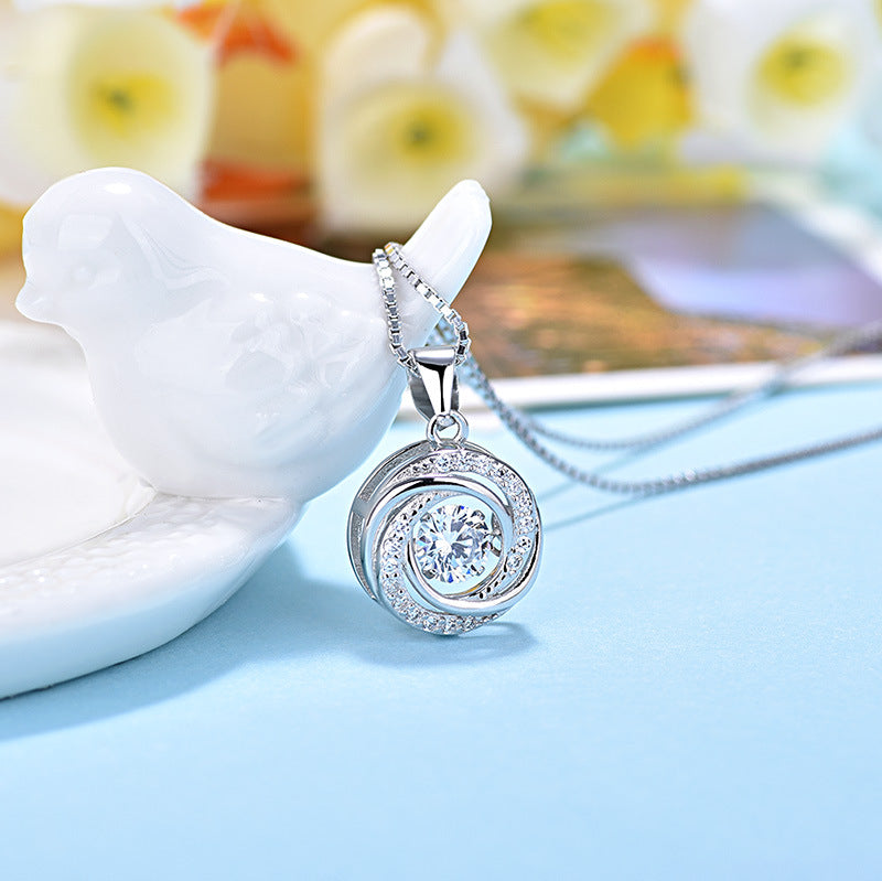 S925 Sterling Silver Round Pendant Necklace for Women