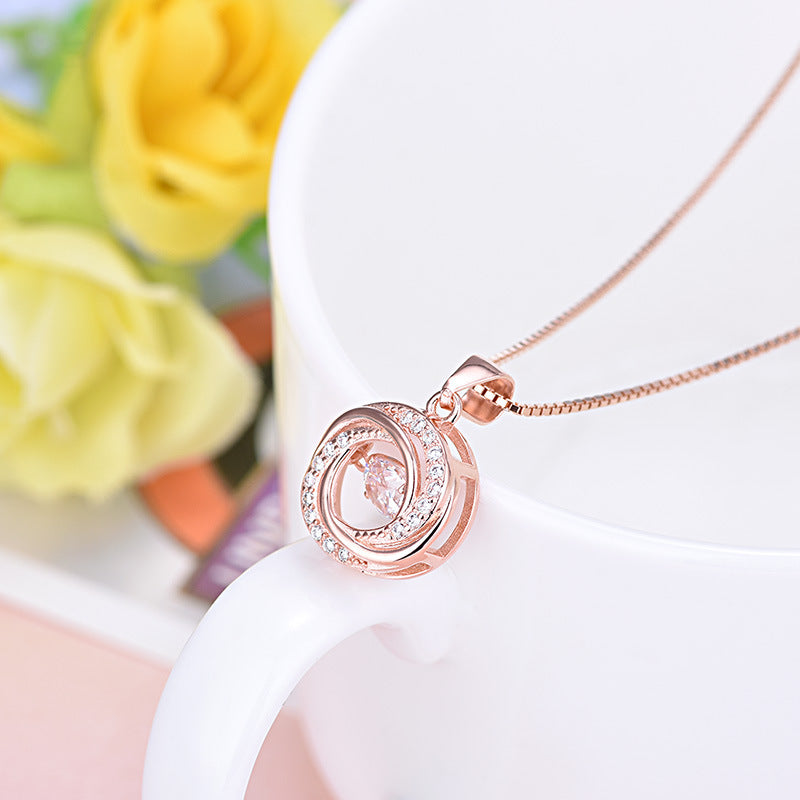 S925 Sterling Silver Round Pendant Necklace for Women