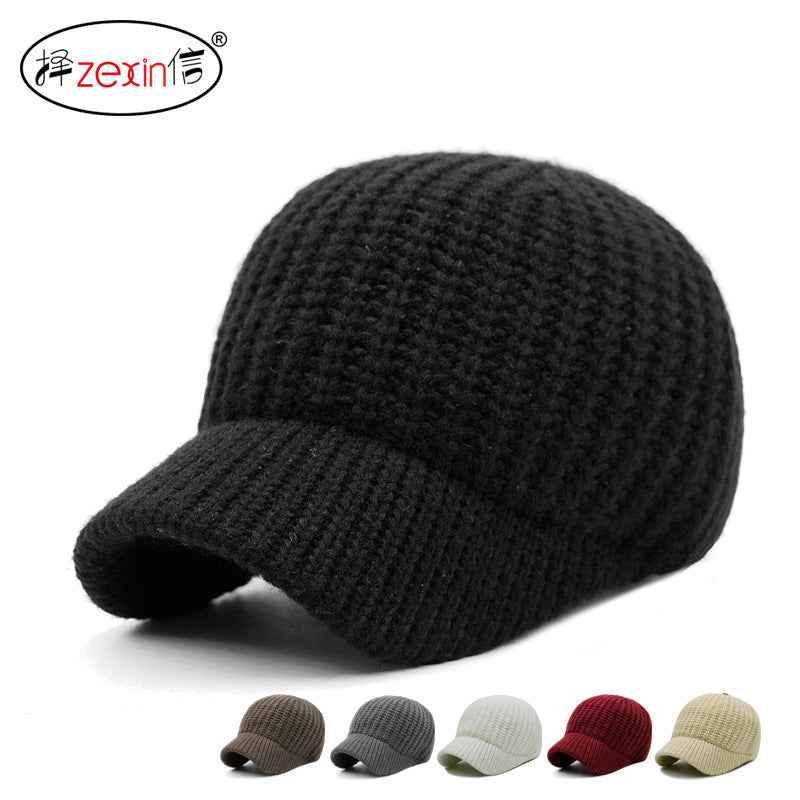 Men Wool Cap Black Korean Style Short Brim