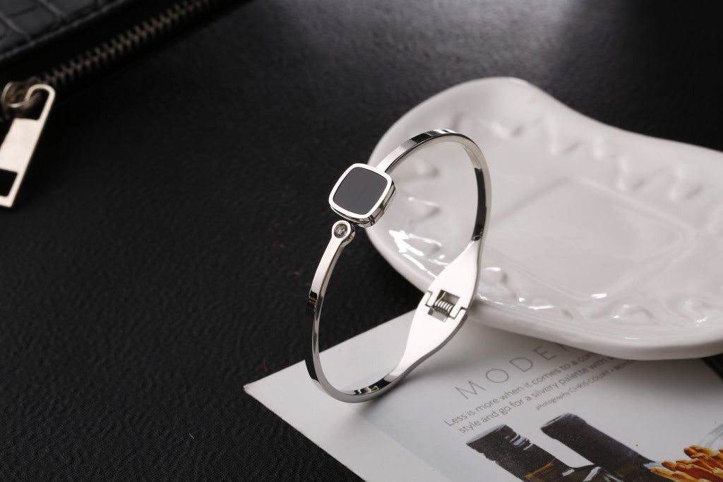 Square Black Face Bracelets Rose Gold Titanium Steel