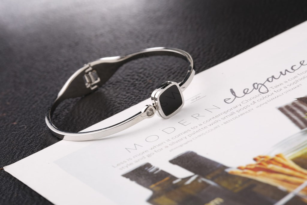 Square Black Face Bracelets Rose Gold Titanium Steel