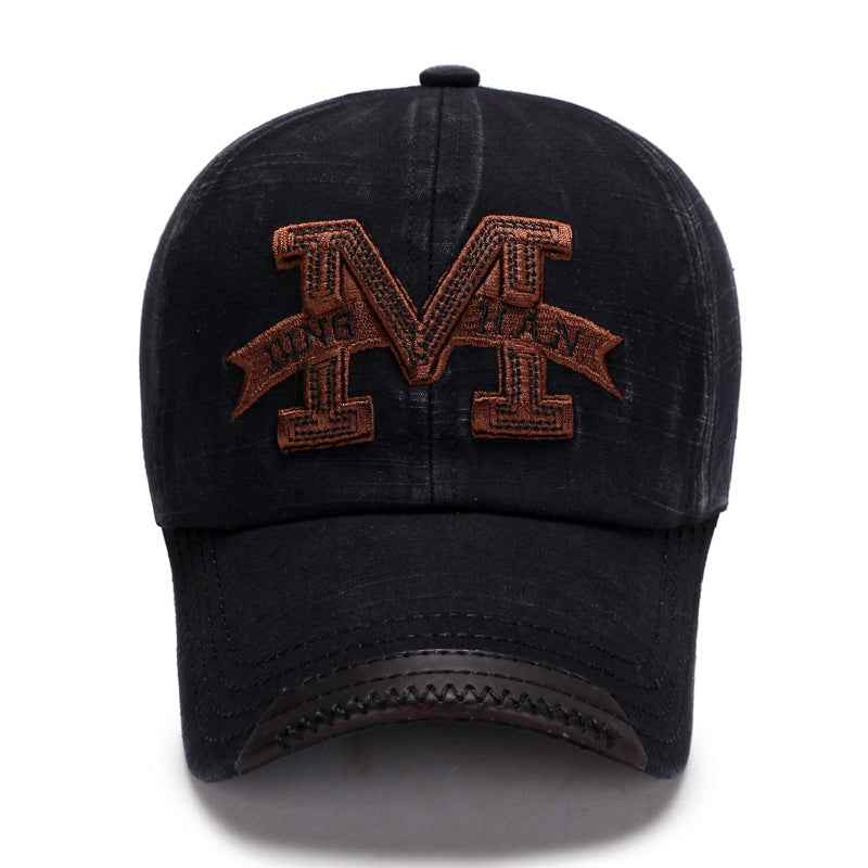 Men Washed Baseball Cap Black with Logo