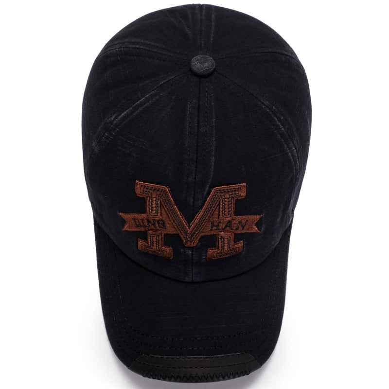Men Washed Baseball Cap Black with Logo