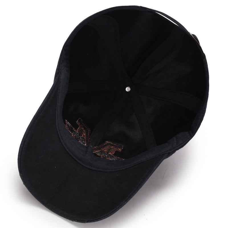 Men Washed Baseball Cap Black with Logo