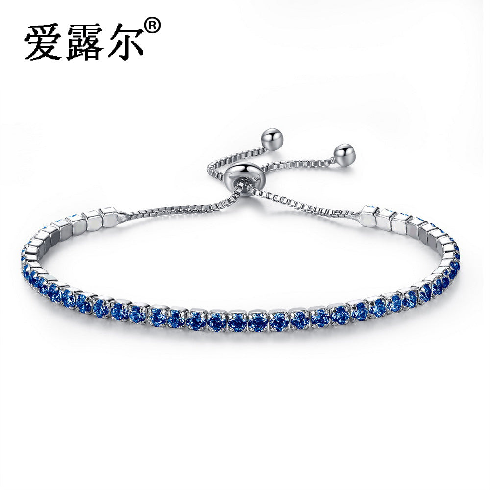 Adjustable Crystal Bracelet for Women White Black Blue Green