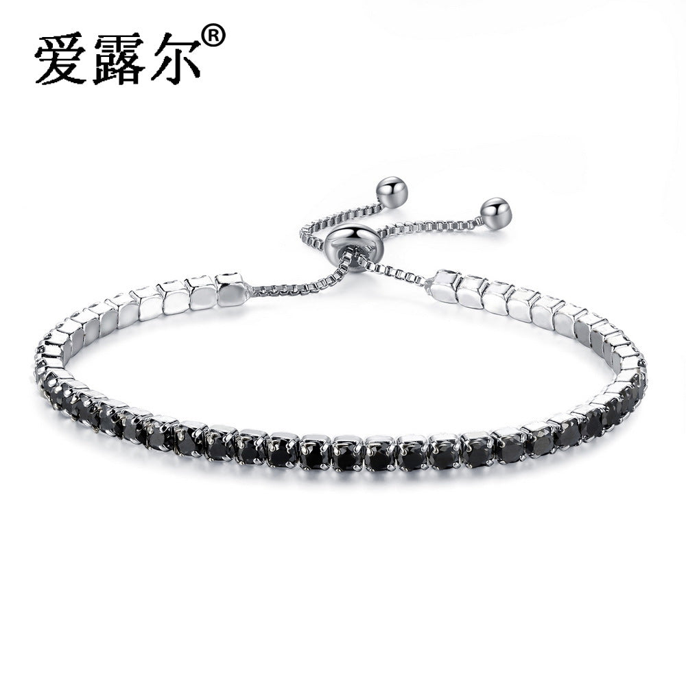 Adjustable Crystal Bracelet for Women White Black Blue Green