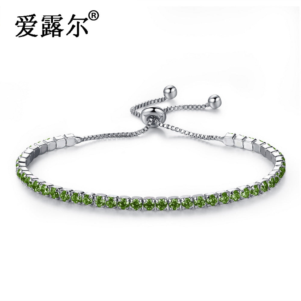Adjustable Crystal Bracelet for Women White Black Blue Green