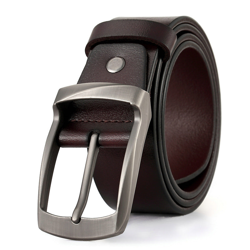 Men's Vintage Leather Belt with Pin Buckle