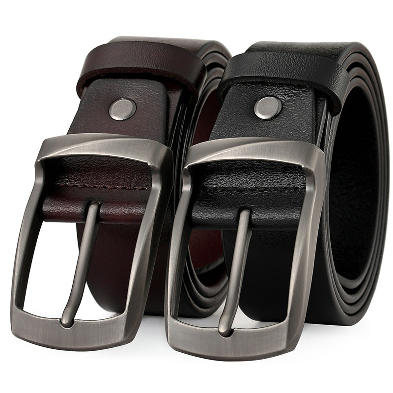 Men's Vintage Leather Belt with Pin Buckle