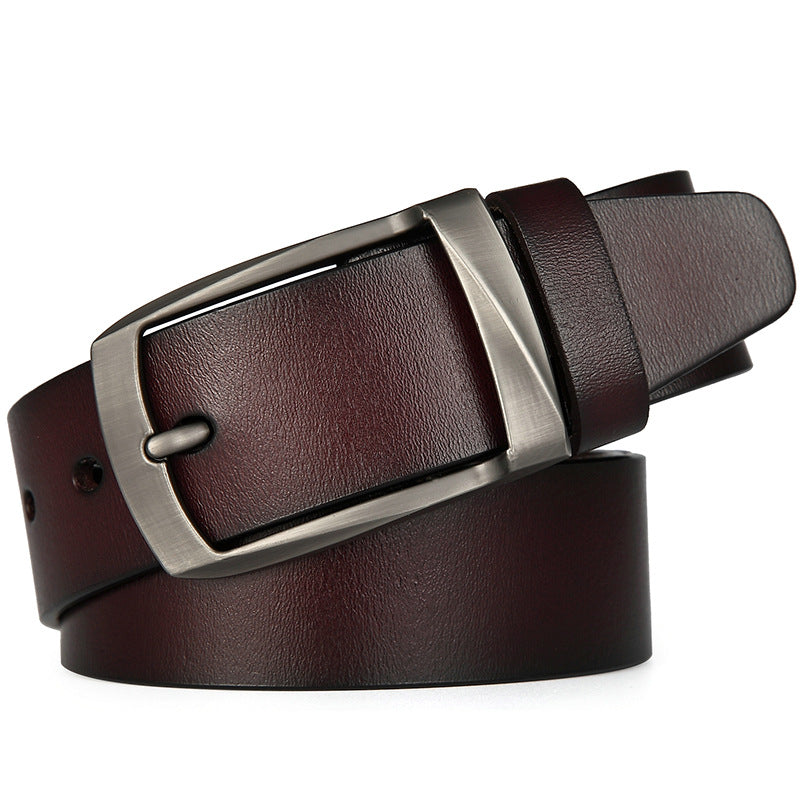 Men's Vintage Leather Belt with Pin Buckle