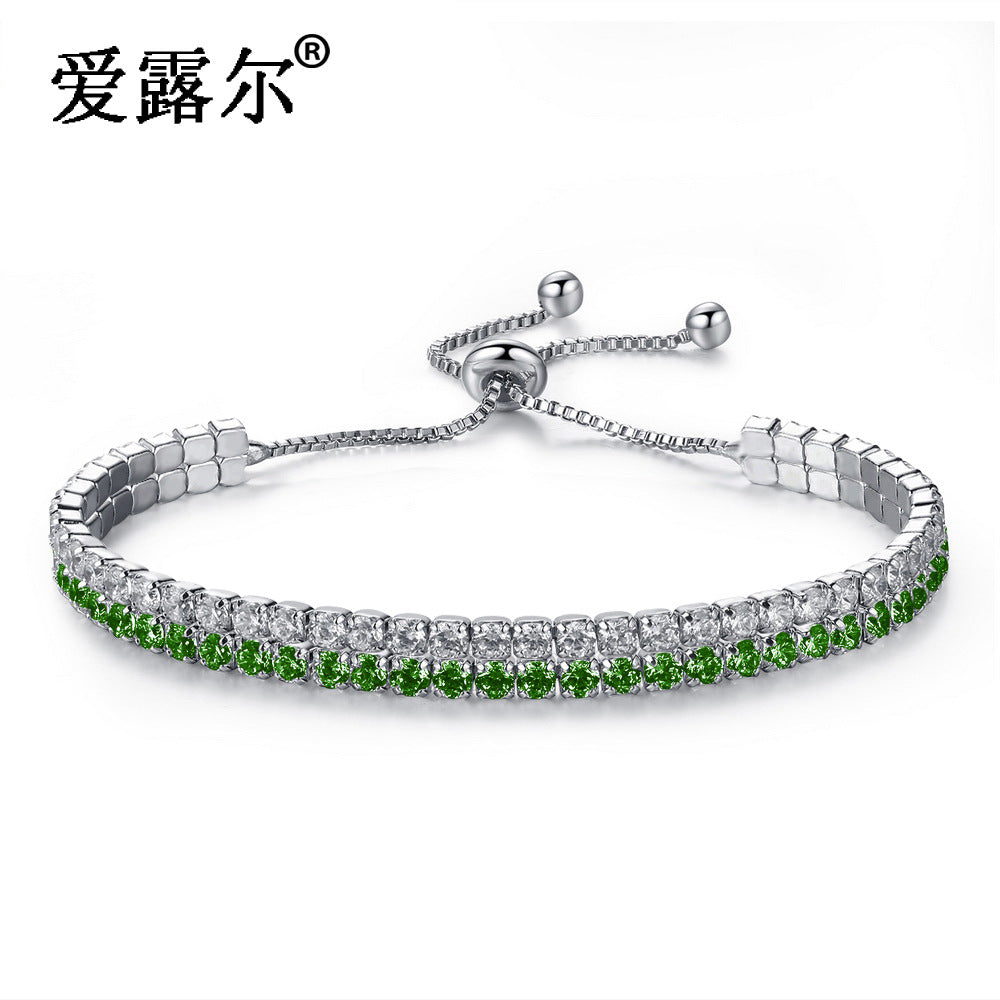 Adjustable Crystal Bracelet for Women White Black Blue Green
