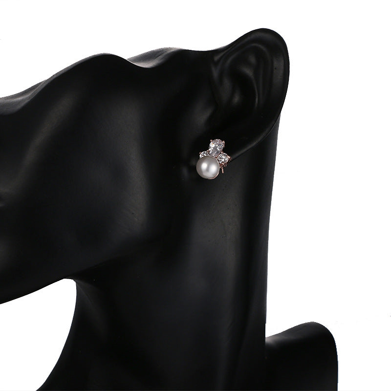 Elegant Flower Pearl Stud Earrings for Women