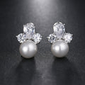 Elegant Flower Pearl Stud Earrings for Women