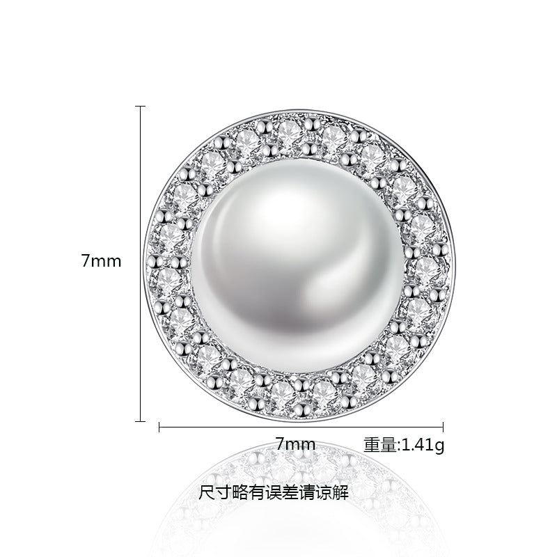 PAG & MAG Earrings Pearl Zircon Halo 925 Silver