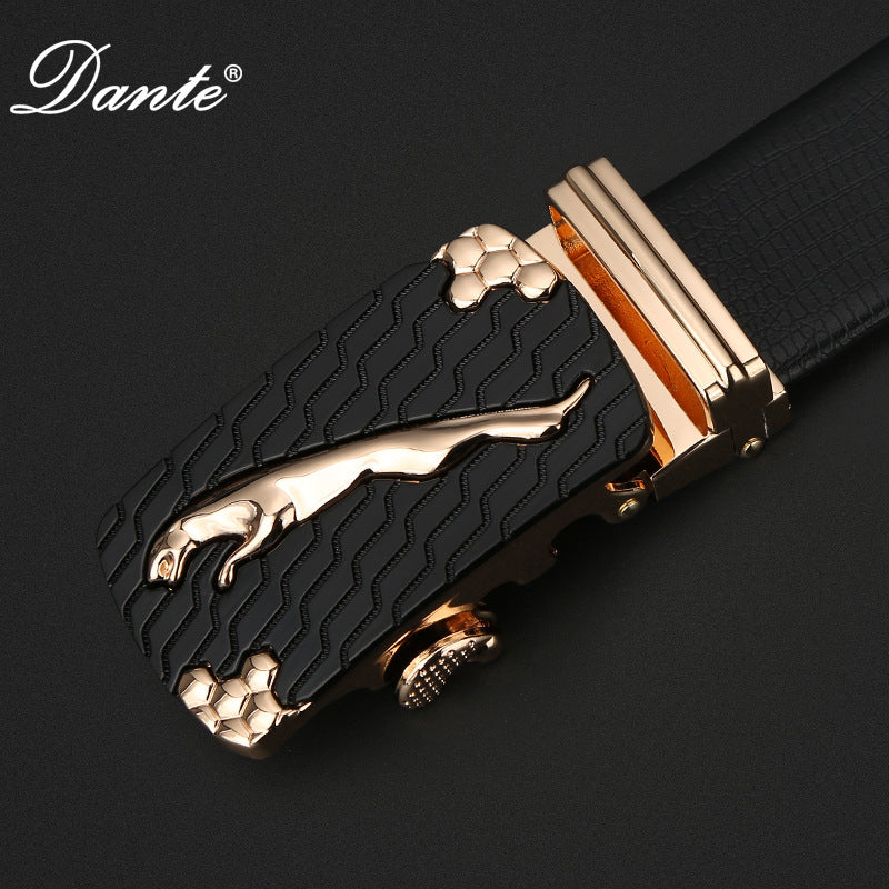Men Automatic Belt Leopard Head Black Gold 2024