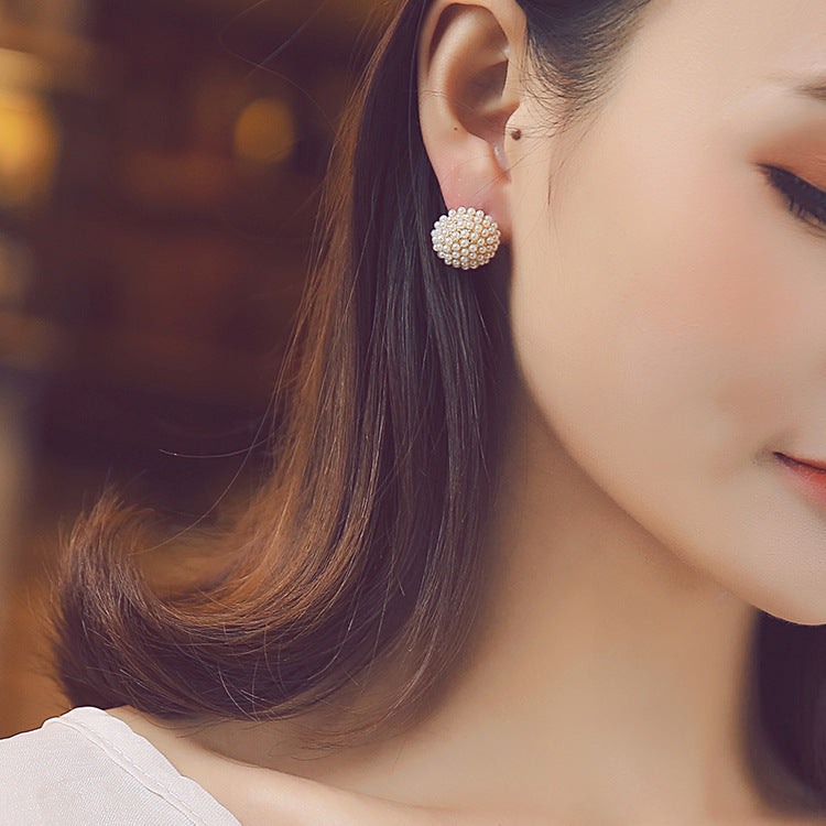 Pearl Earrings Korean Ball Design for Women