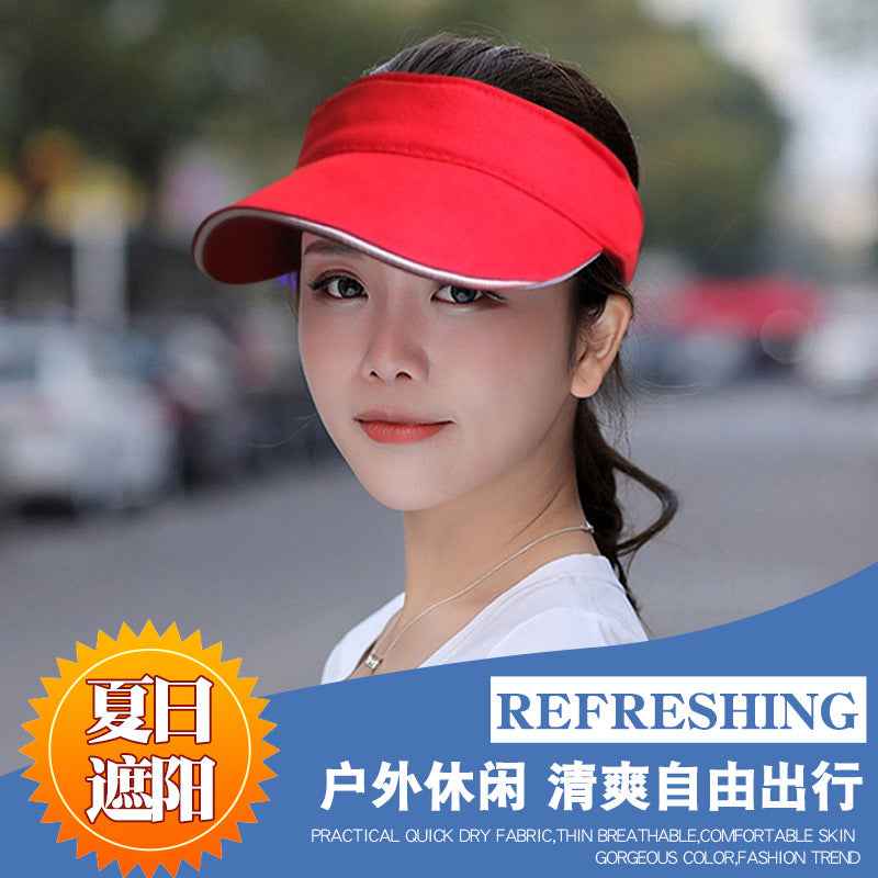 Women Sun Visor Cap Black Adjustable Wide Brim