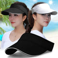 Women Sun Visor Cap Black Adjustable Wide Brim