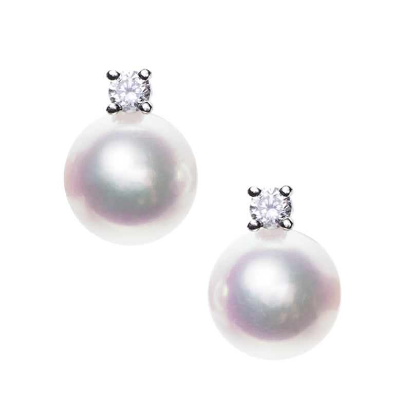 Pearl Earrings with Diamond Set for Women