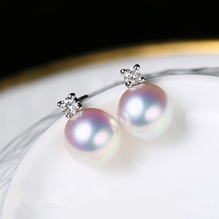 Pearl Earrings with Diamond Set for Women