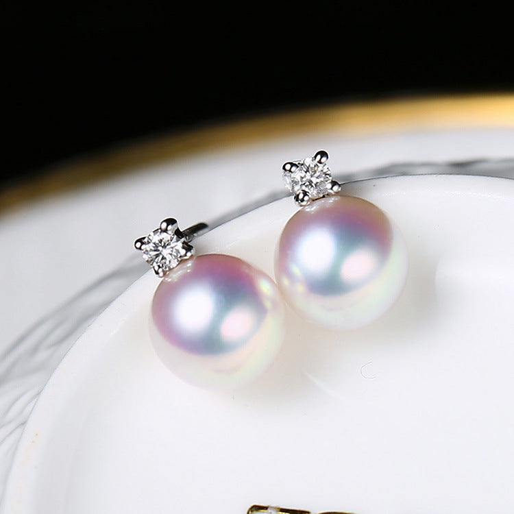 Pearl Earrings with Diamond Set for Women