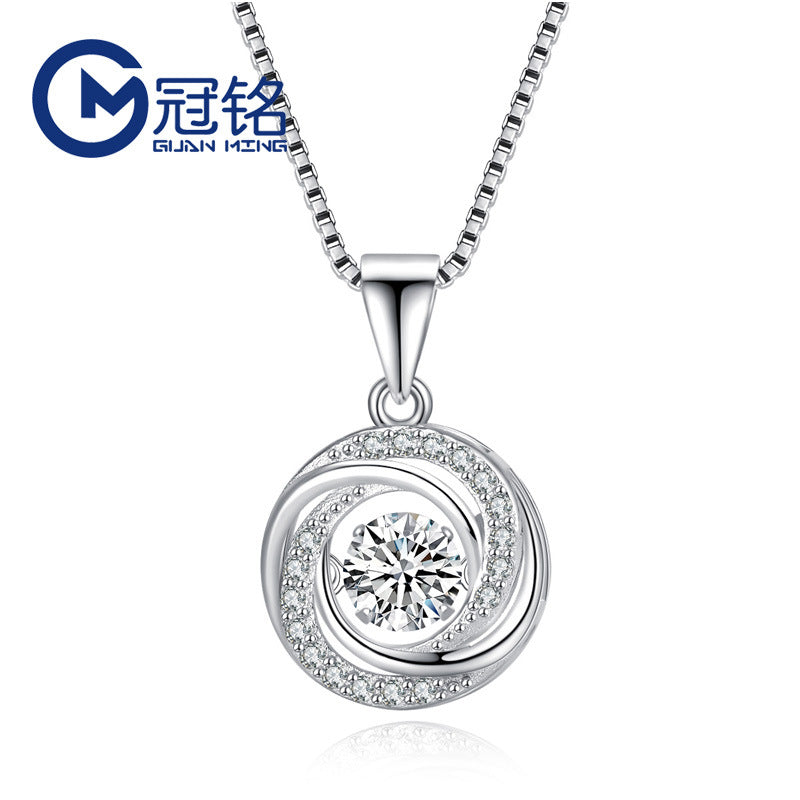 S925 Sterling Silver Round Pendant Necklace for Women
