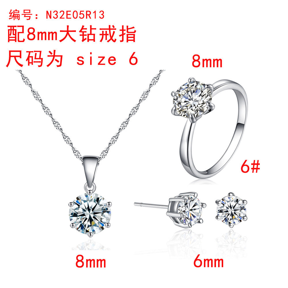 Silver Toned Zircon Ring & Pendant Set for Women