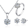 Silver Toned Zircon Ring & Pendant Set for Women