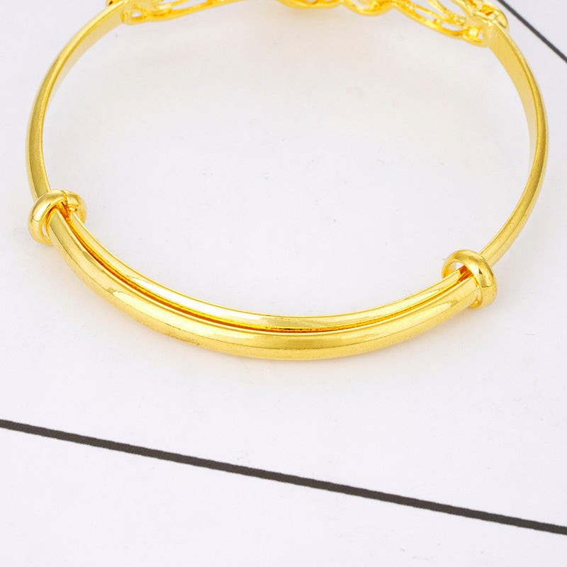 Gold Plated Dragon Phoenix Sunflower Bracelets for Women