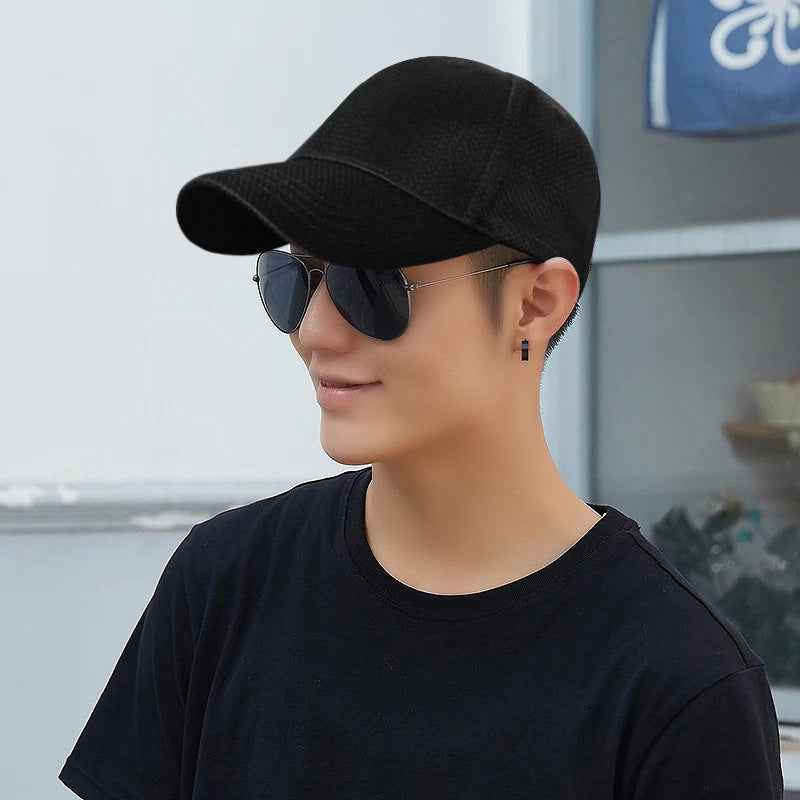 Men Mesh Baseball Cap Black Adjustable 56-59cm