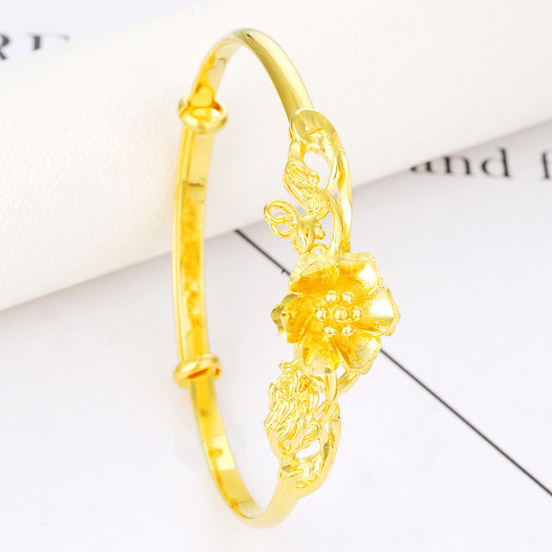 Gold Plated Dragon Phoenix Sunflower Bracelets for Women
