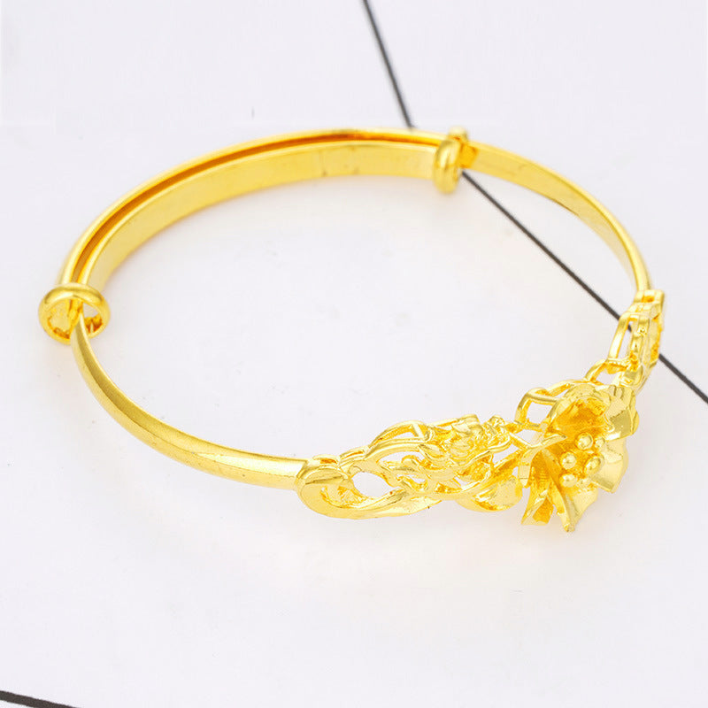 Gold Plated Dragon Phoenix Sunflower Bracelets for Women