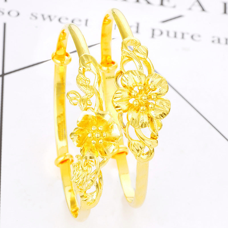Gold Plated Dragon Phoenix Sunflower Bracelets for Women