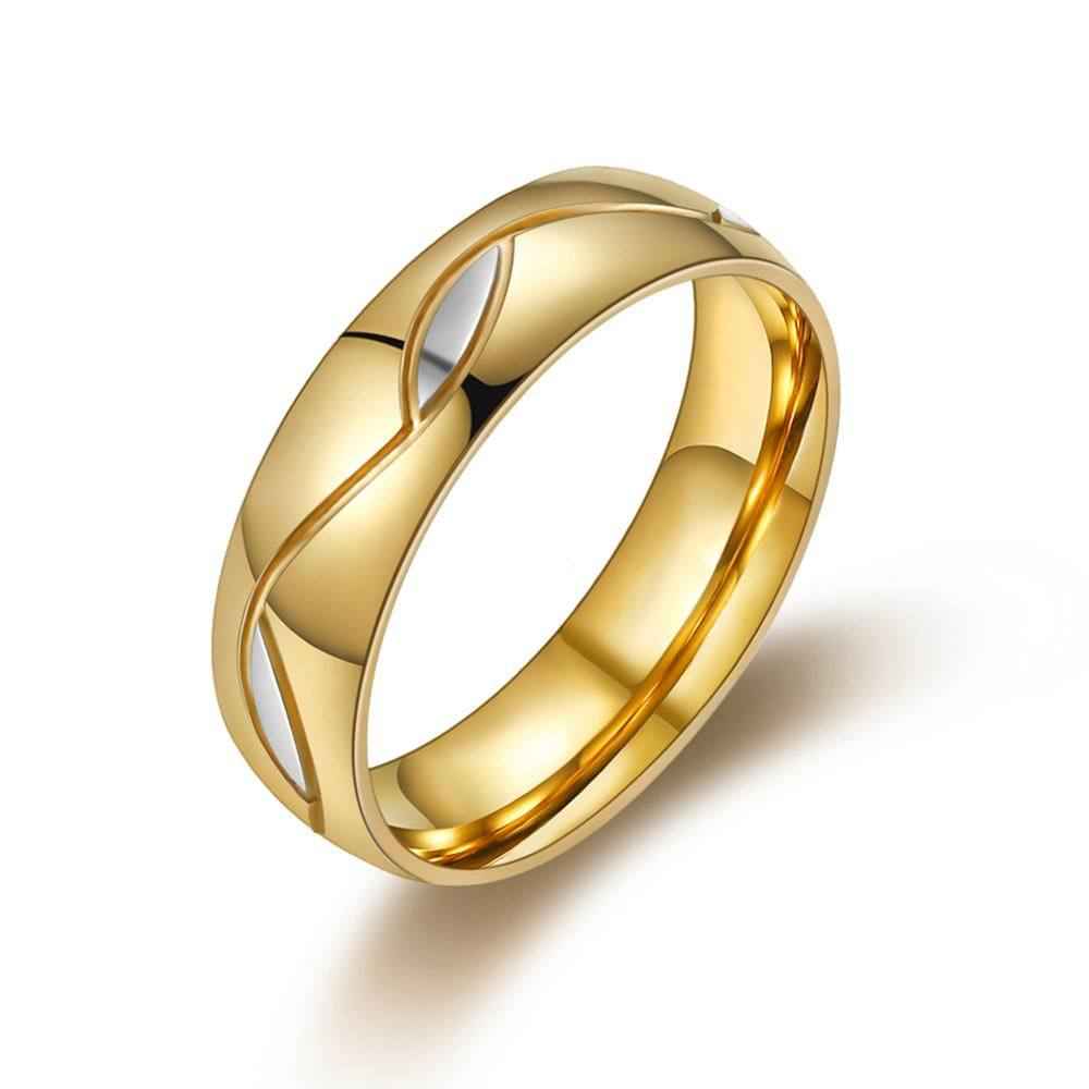 Couple Interlocking Gold Rings with Diamonds