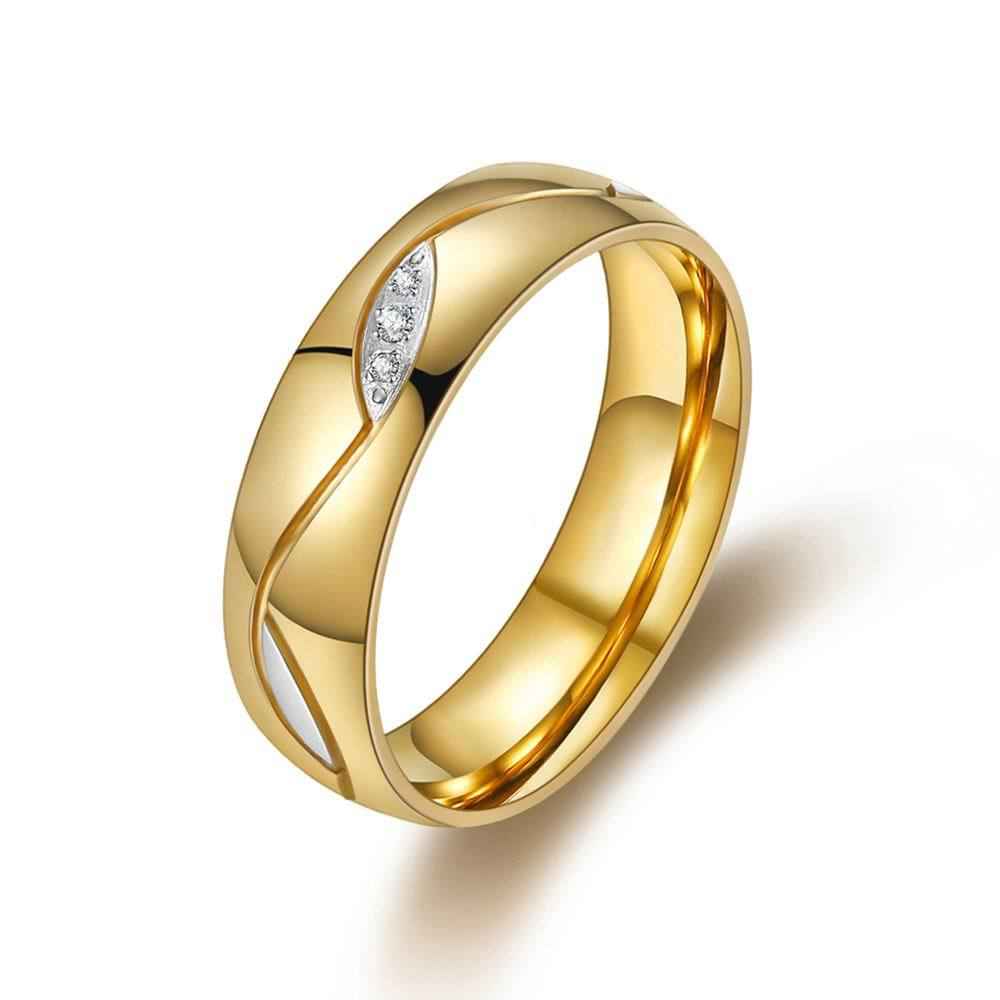 Couple Interlocking Gold Rings with Diamonds