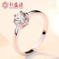 Sterling Silver 925 Six Claw Heart Arrow Wedding Ring for Women