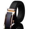 Men Black Leather Automatic Buckle Belt