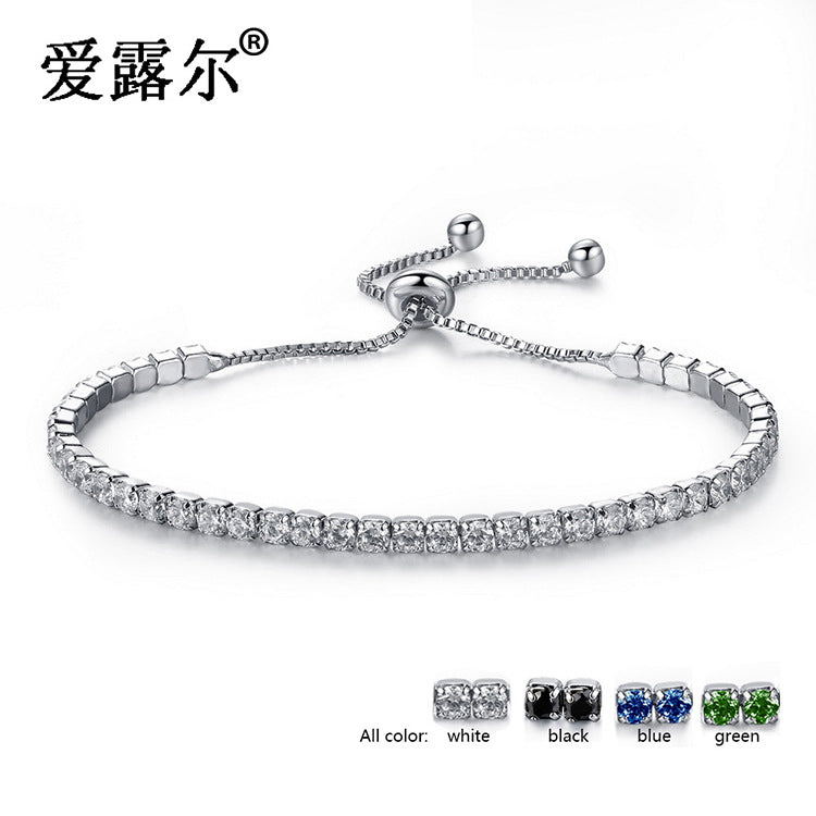 Adjustable Crystal Bracelet for Women White Black Blue Green
