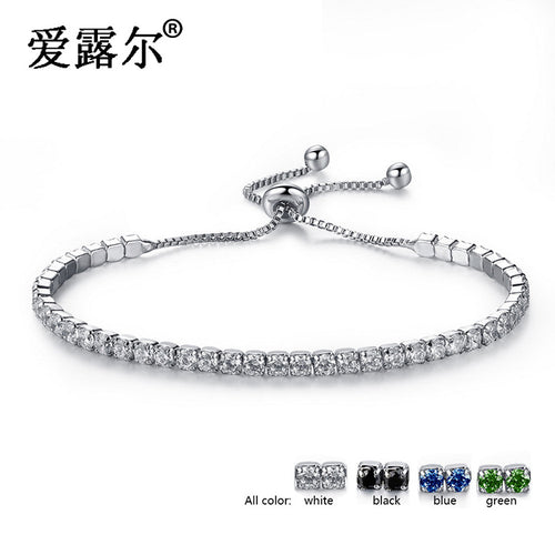 Adjustable Crystal Bracelet for Women White Black Blue Green